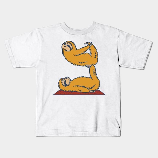 Acroyoga Sloth Kids T-Shirt by huebucket